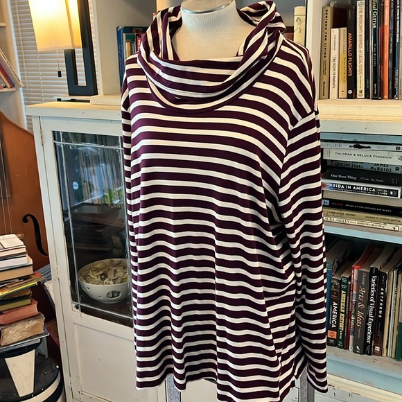 L.L. BEAN 3X COWL NECK STRIPED COTTON SHIRT - Picture 4 of 11